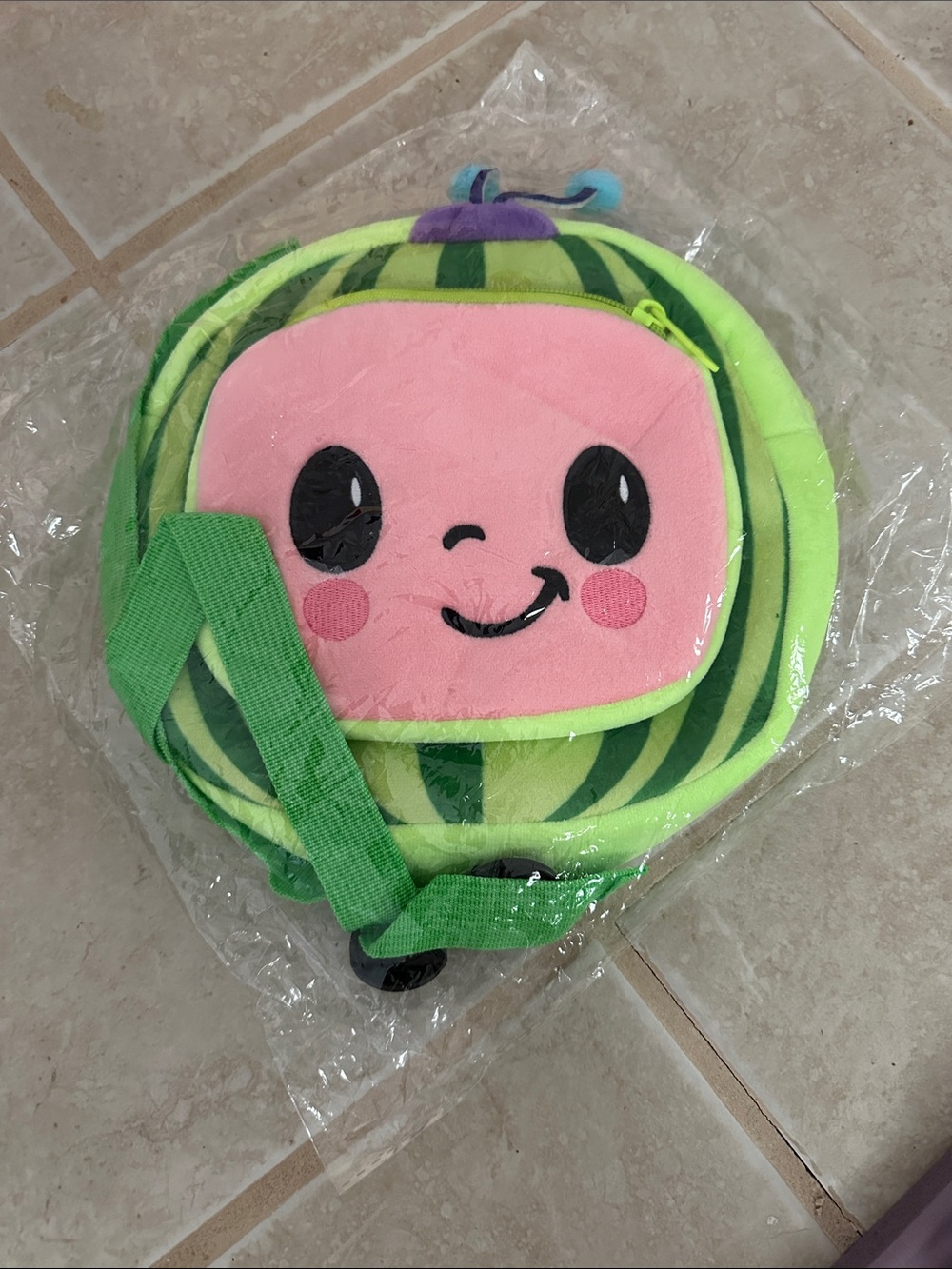Kids Plush Watermelon Crossbody Bag - Green Pink